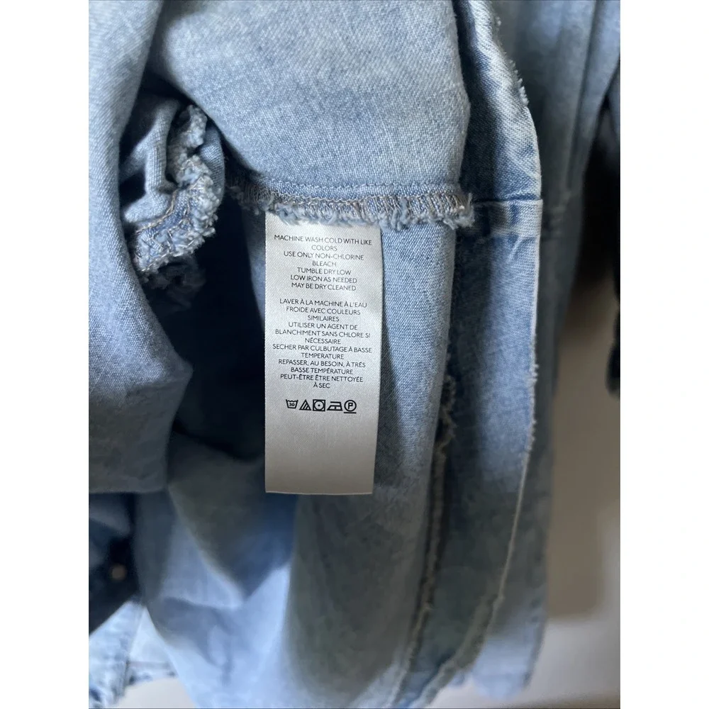 We The Free People Dress Women L Hannah Mini Denim Shirtdress Button Up Pockets